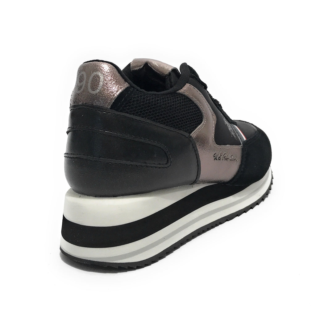 Scarpe donna US Polo sneaker running Sylvi 001C in suede/ ecopelle black/ peltro D23UP05
