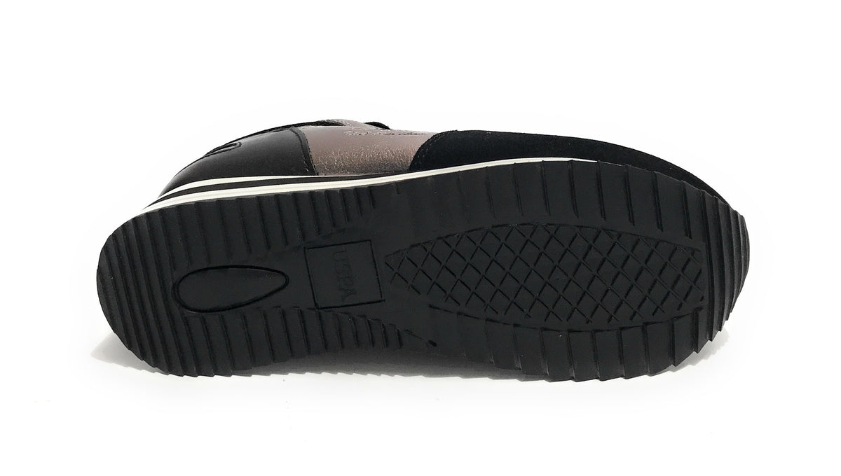 Scarpe donna US Polo sneaker running Sylvi 001C in suede/ ecopelle black/ peltro D23UP05