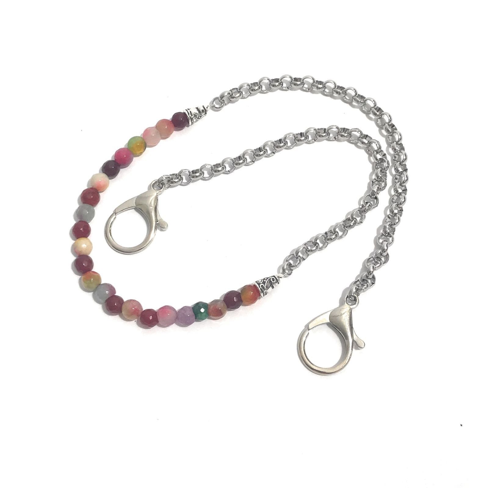 CATENA PER PORTAFOGLI/ JEANS SODA STONE PIETRE DURE SEMINOBILI VIOLA/ MULTICOLOR SODA52