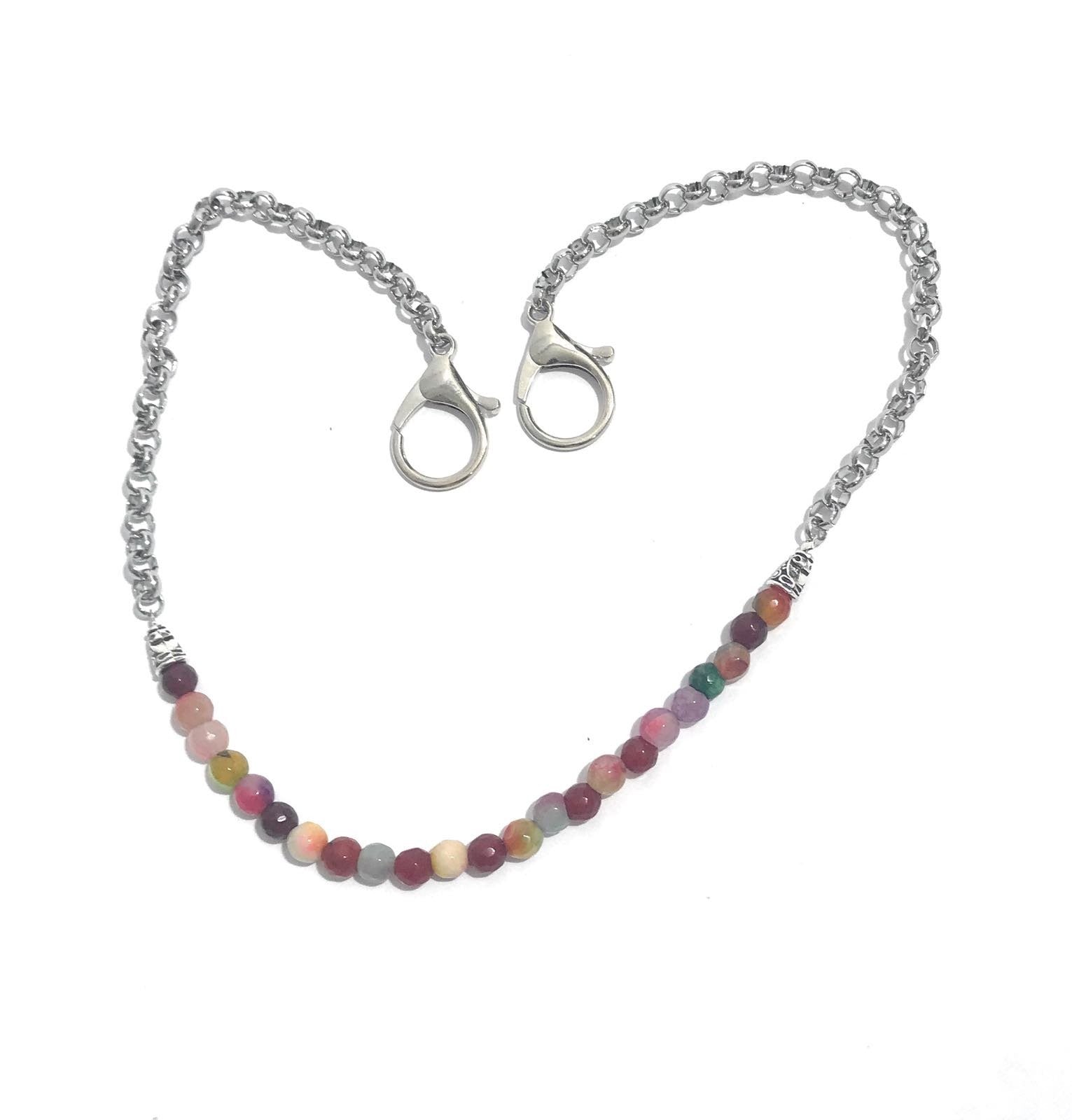 CATENA PER PORTAFOGLI/ JEANS SODA STONE PIETRE DURE SEMINOBILI VIOLA/ MULTICOLOR SODA52