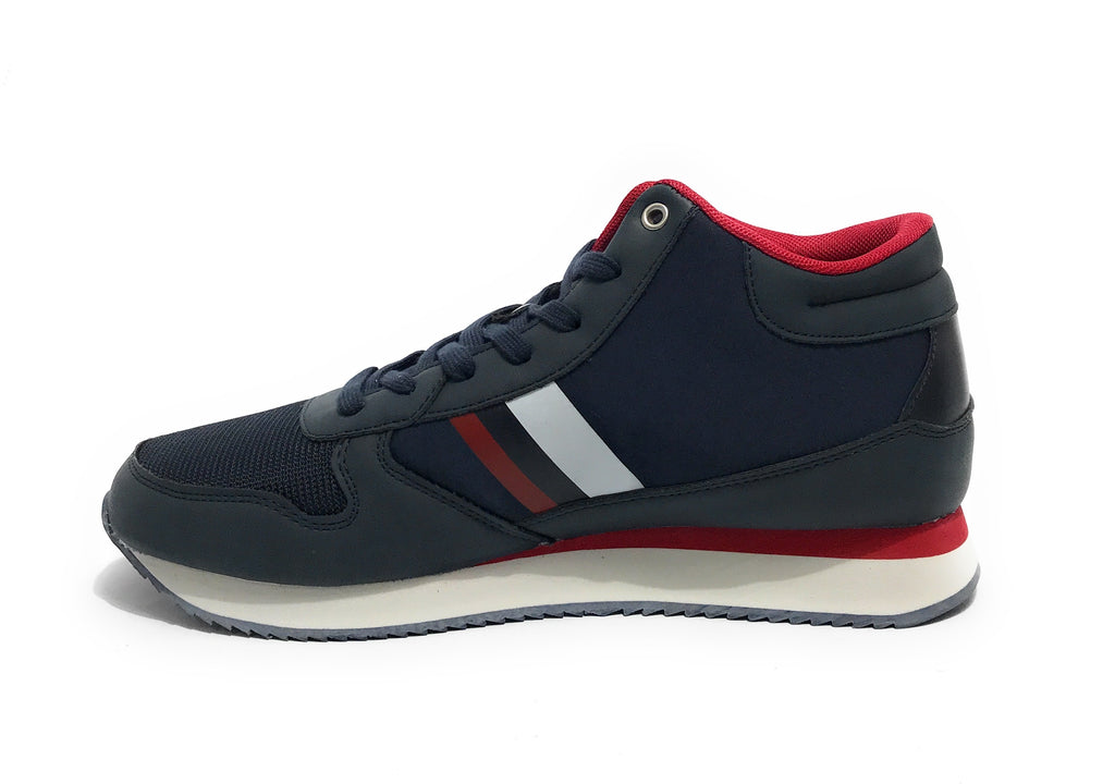 Scarpe U.S. Polo sneaker alto Nobil 008 in ecopelle/ tessuto blue uomo U23UP29