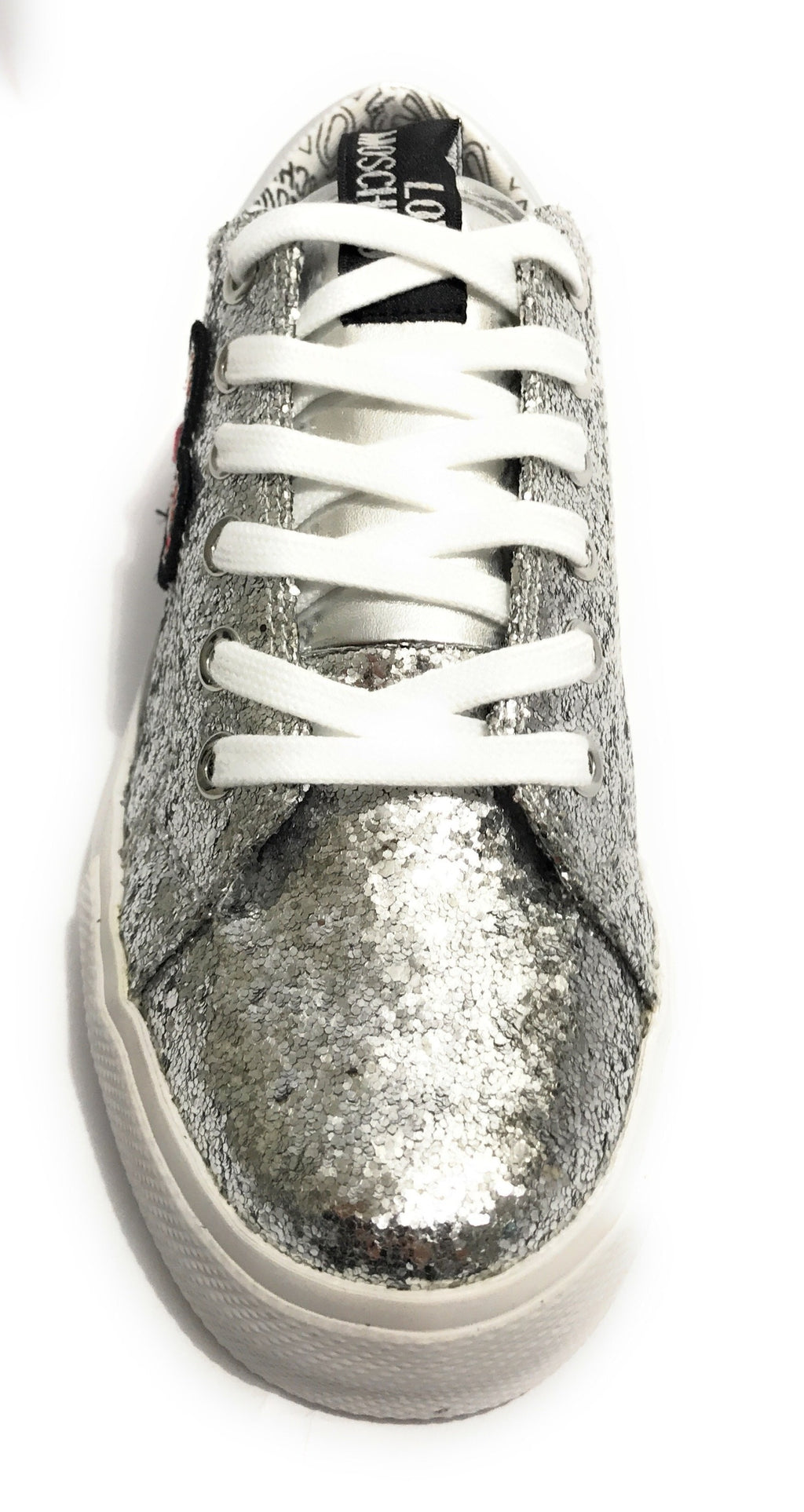 SCARPE DONNA SNEAKER LOVE MOSCHINO GLITTER SILVER /CUORE  DS18MO07