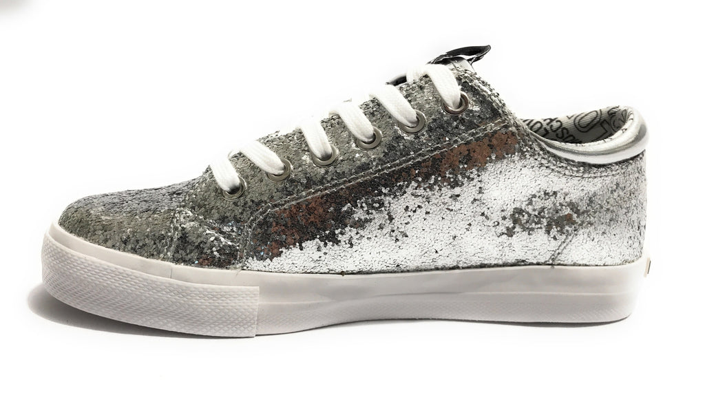 SCARPE DONNA SNEAKER LOVE MOSCHINO GLITTER SILVER /CUORE  DS18MO07