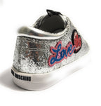 SCARPE DONNA SNEAKER LOVE MOSCHINO GLITTER SILVER /CUORE  DS18MO07