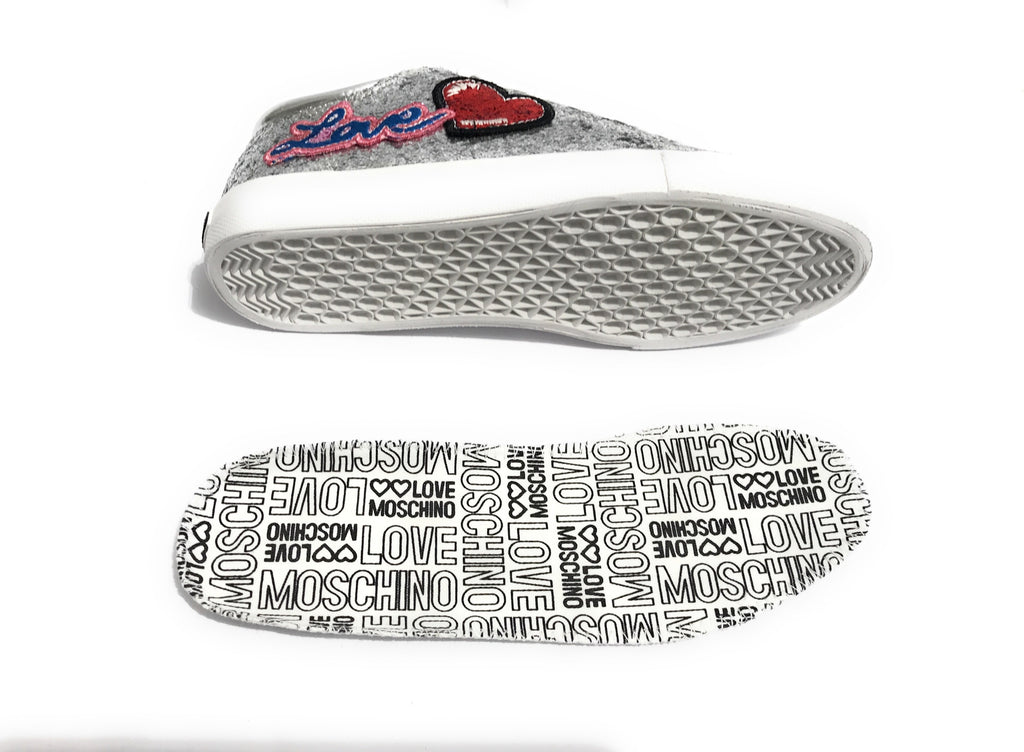 SCARPE DONNA SNEAKER LOVE MOSCHINO GLITTER SILVER /CUORE  DS18MO07