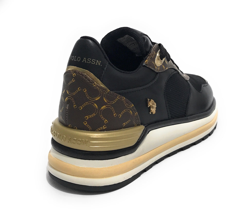 Scarpe donna US Polo sneaker Ophra005 in pelle/ tessuto black/ brown D23UP02