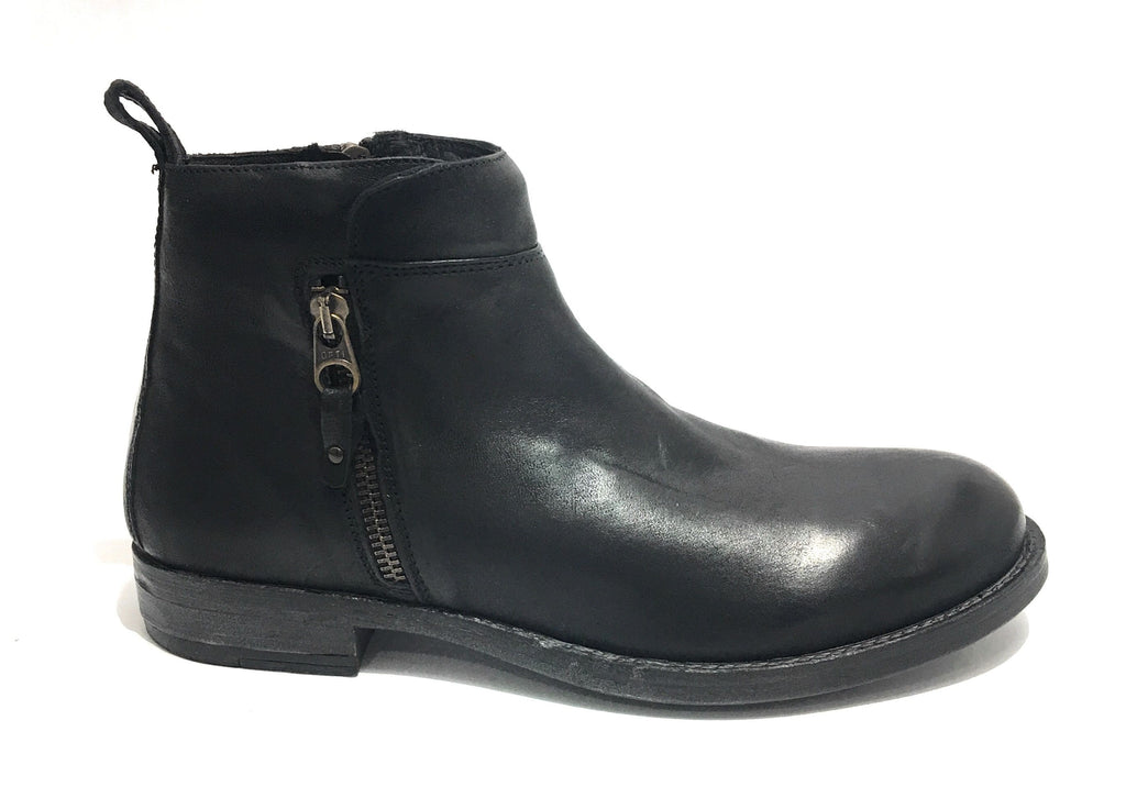 Scarpe uomo Antica Cuoieria stivaletto doppia zip mod. Rider in pelle colore nero U20AC06