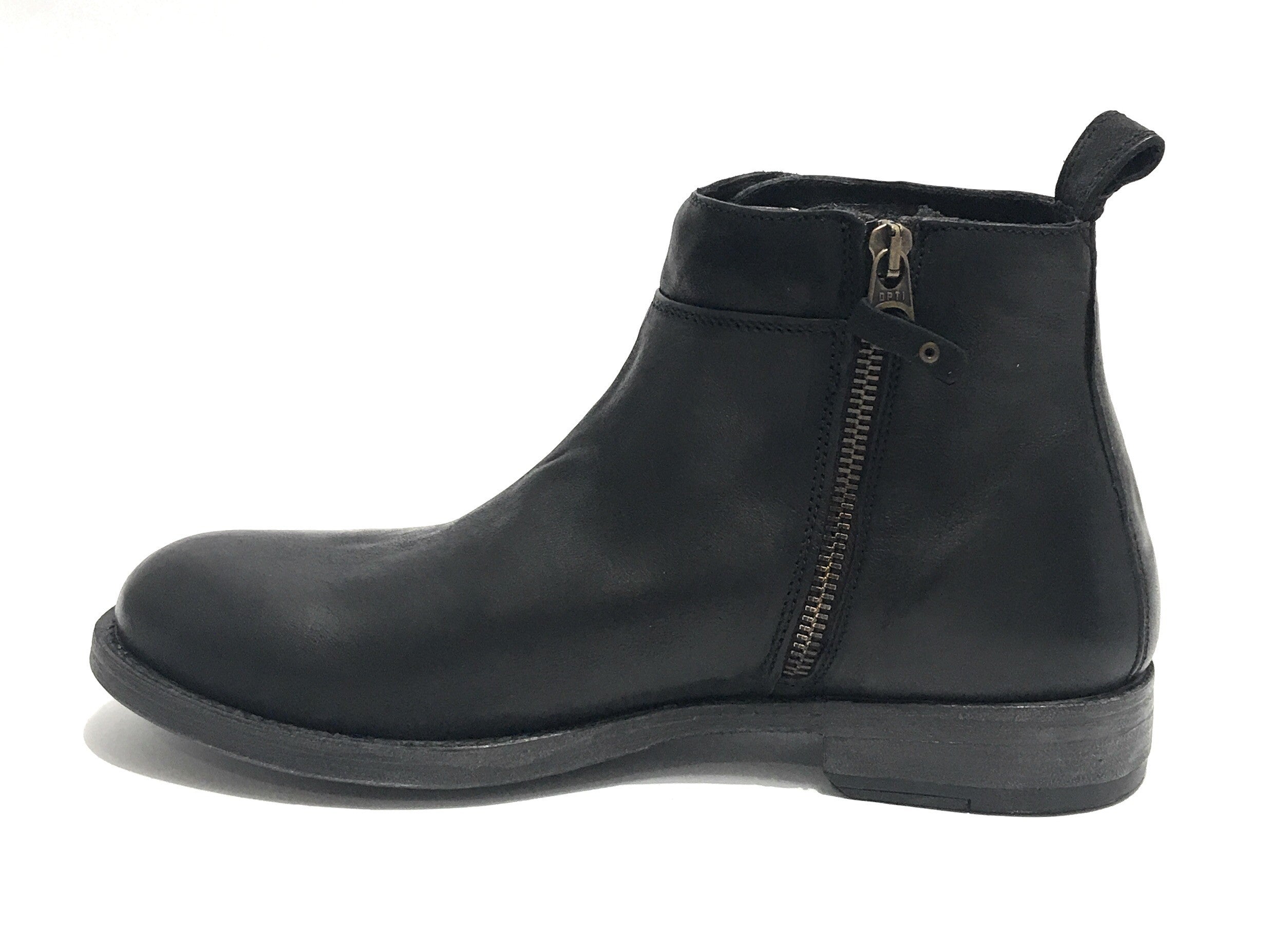 Scarpe uomo Antica Cuoieria stivaletto doppia zip mod. Rider in pelle colore nero U20AC06