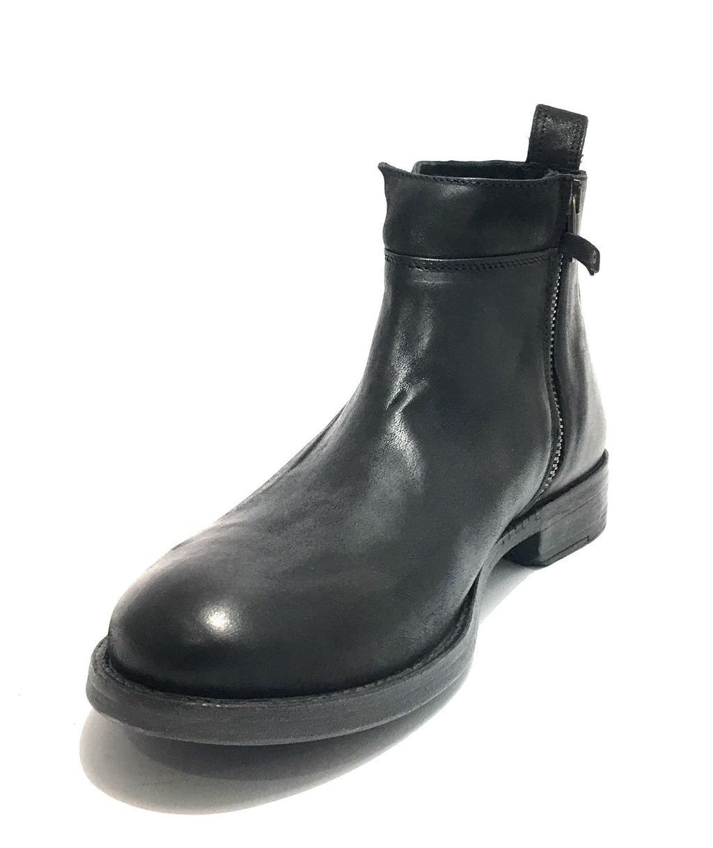 Scarpe uomo Antica Cuoieria stivaletto doppia zip mod. Rider in pelle colore nero U20AC06
