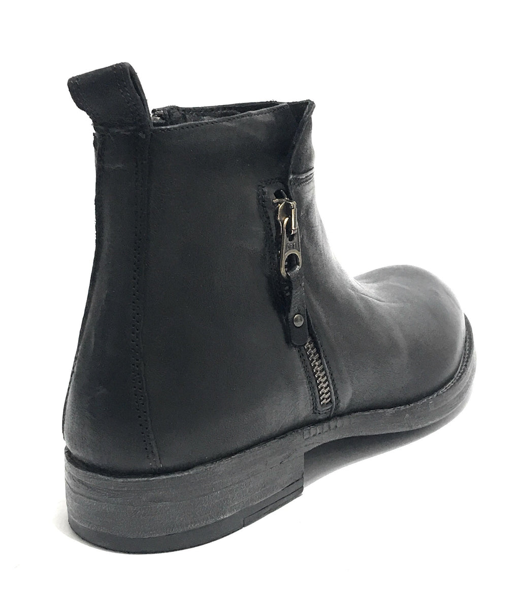 Scarpe uomo Antica Cuoieria stivaletto doppia zip mod. Rider in pelle colore nero U20AC06