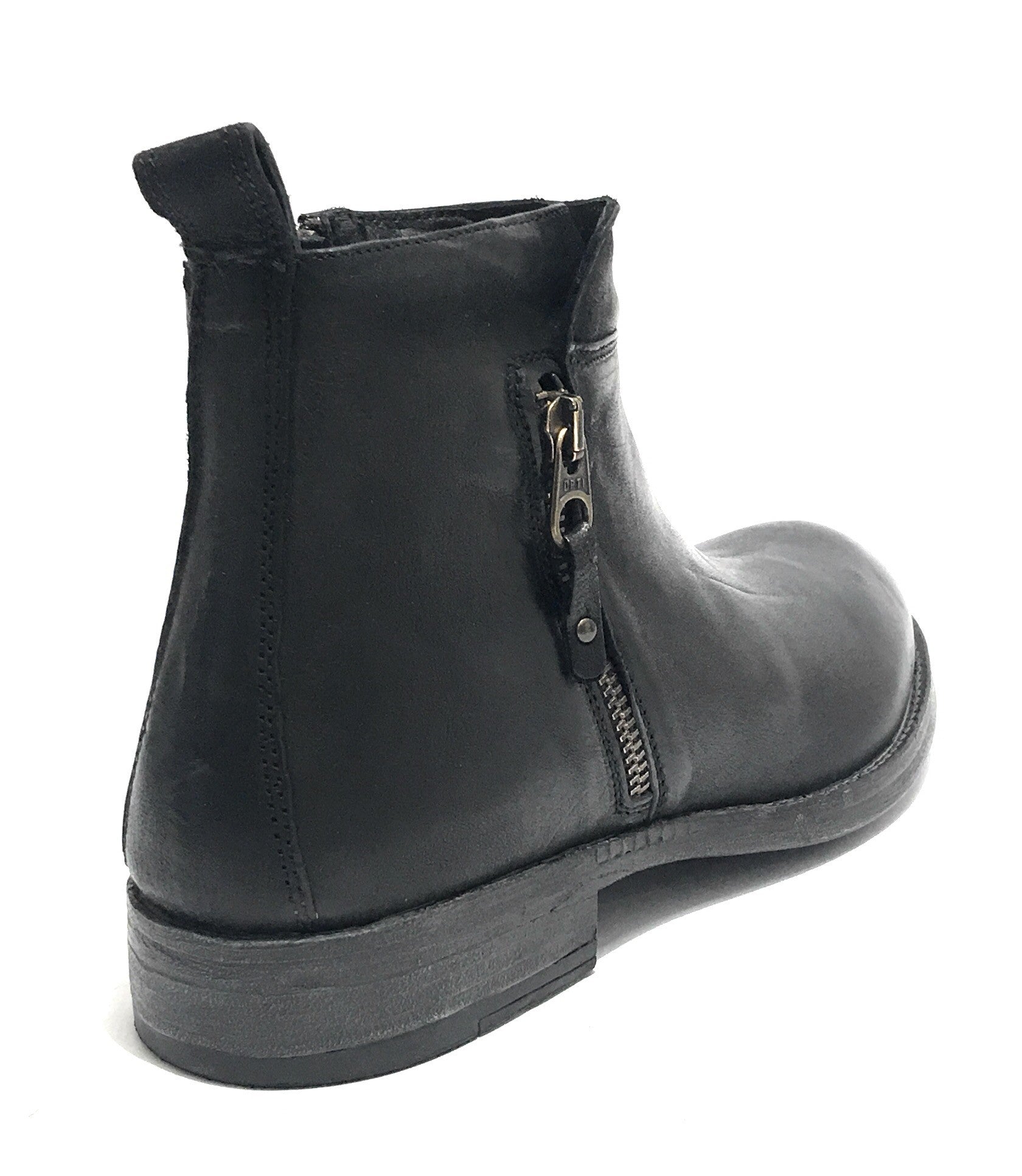 Scarpe uomo Antica Cuoieria stivaletto doppia zip mod. Rider in pelle colore nero U20AC06