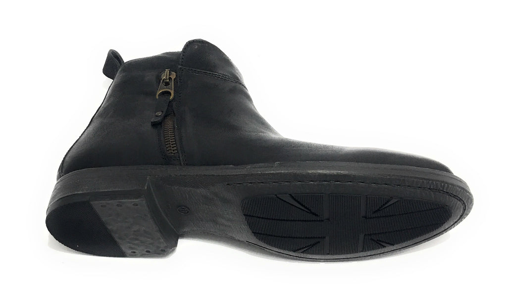 Scarpe uomo Antica Cuoieria stivaletto doppia zip mod. Rider in pelle colore nero U20AC06