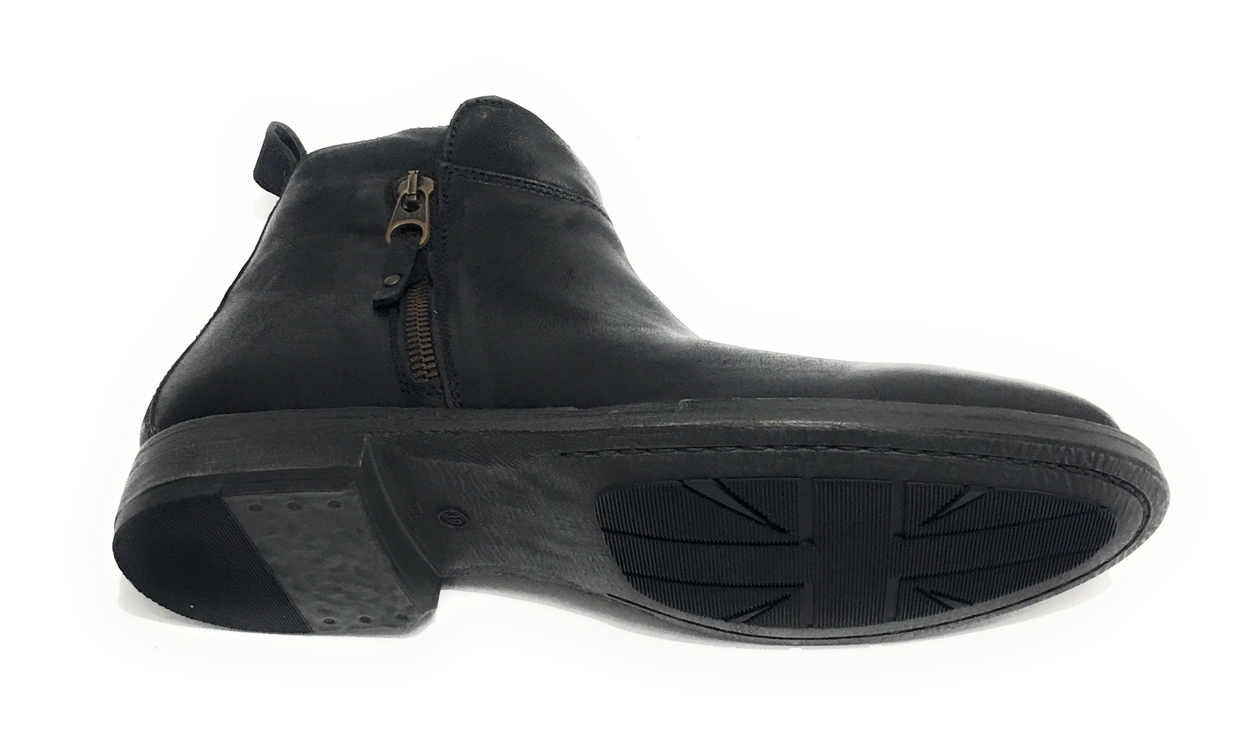 Scarpe uomo Antica Cuoieria stivaletto doppia zip mod. Rider in pelle colore nero U20AC06