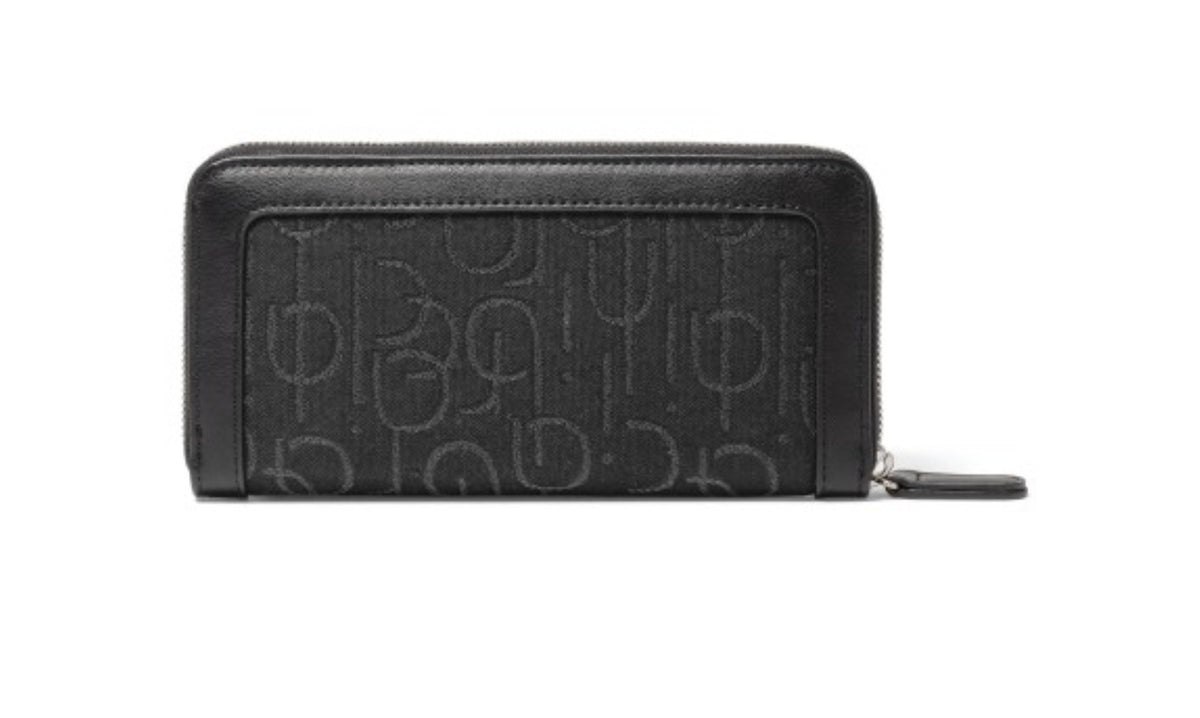 Portafoglio zip around Braccialini Font ecopelle/ tessuto nero A23BR04 B16410