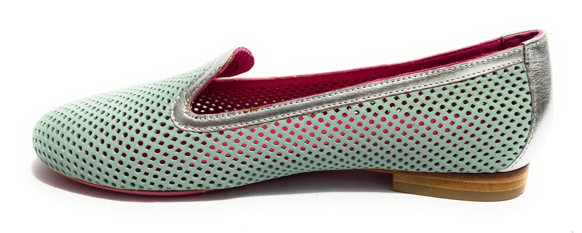 Scarpe donna BorboniQua ballerina traforata Marina in pelle verde/ silver DS21BB05
