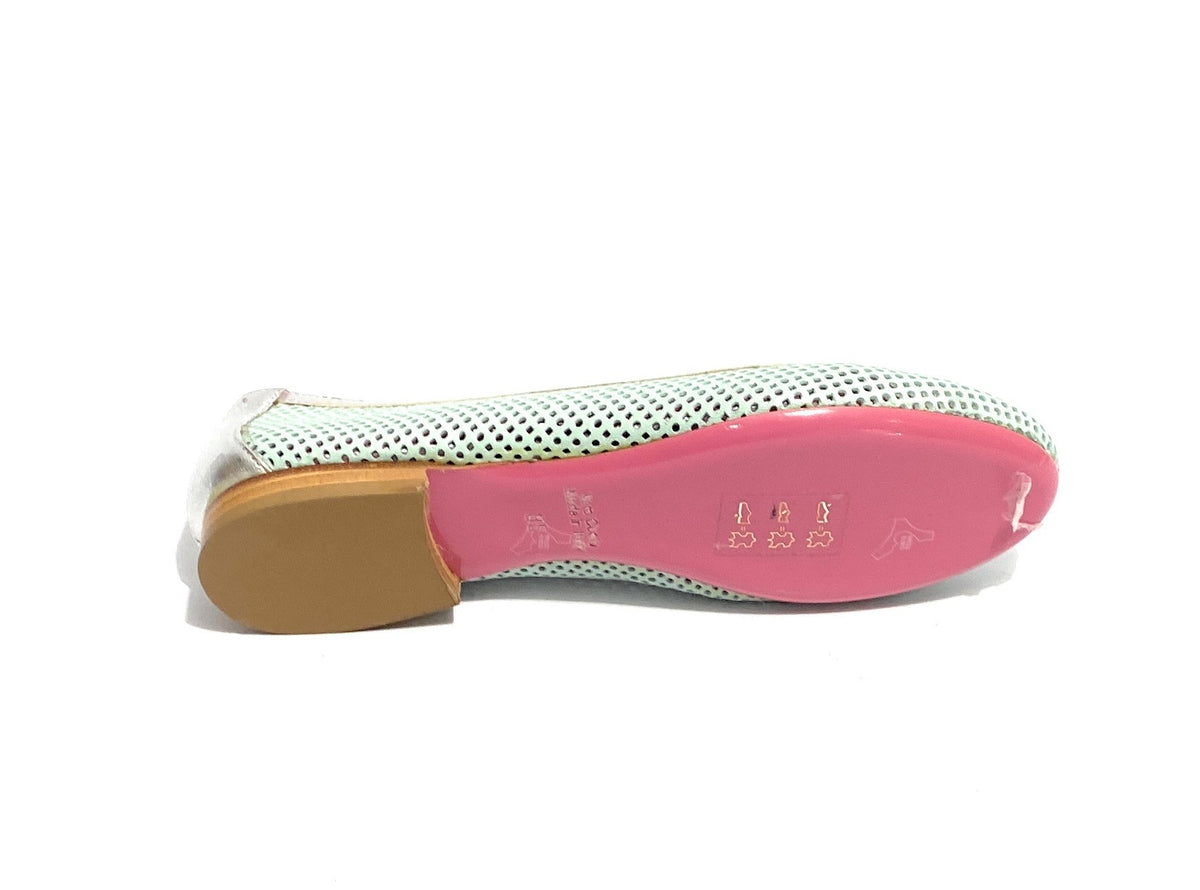 Scarpe donna BorboniQua ballerina traforata Marina in pelle verde/ silver DS21BB05