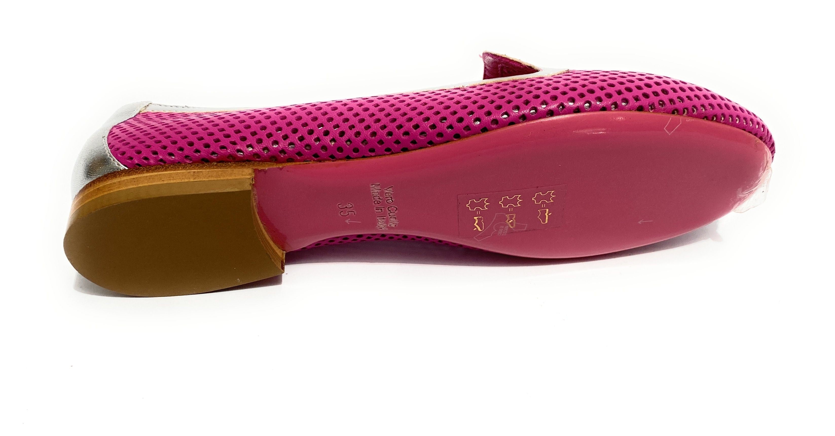 Scarpe donna BorboniQua ballerina traforata Marina in pelle fuxia/ silver DS21BB03