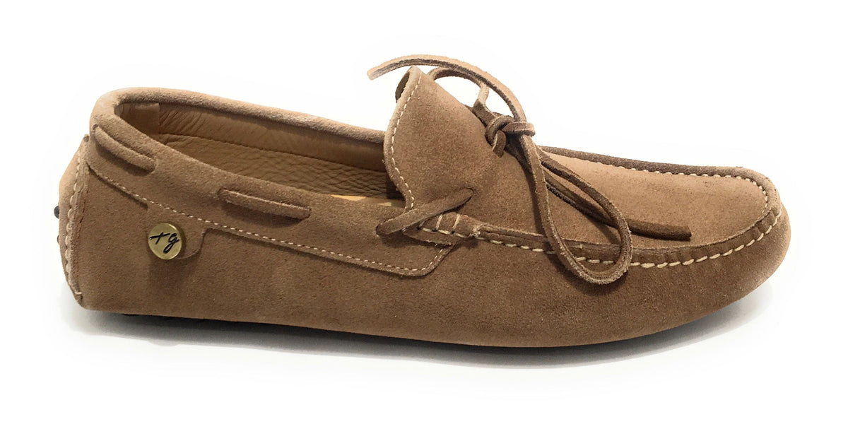 Scarpe Ton Goût mocassino tubolare in pelle scamosciata ecru uomo US19TG13
