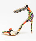 Scarpe Guess sandalo con tacco mod. Kahlun tc 100 in tessuto fiori/ pois DS20GU52