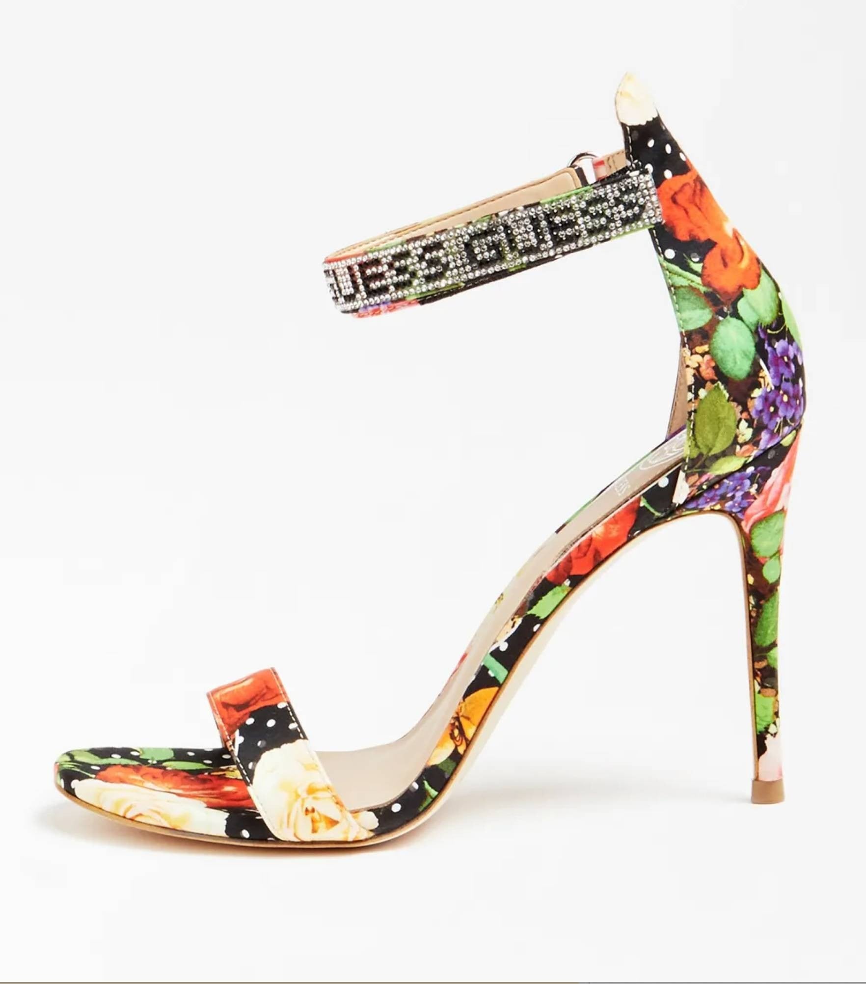 Scarpe Guess sandalo con tacco mod. Kahlun tc 100 in tessuto fiori/ pois DS20GU52