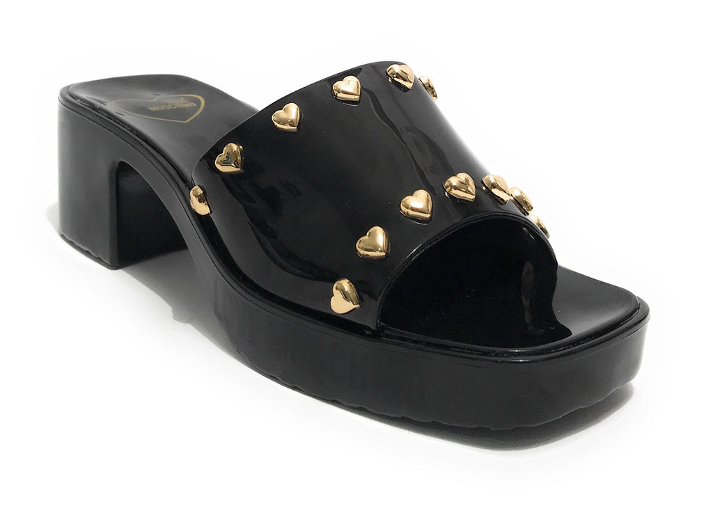 Scarpe donna Love Moschino sabot zoccolo in pvc nero DS23MO12 JA28266