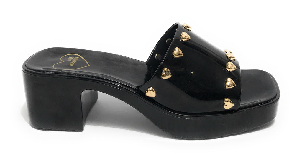 Scarpe donna Love Moschino sabot zoccolo in pvc nero DS23MO12 JA28266