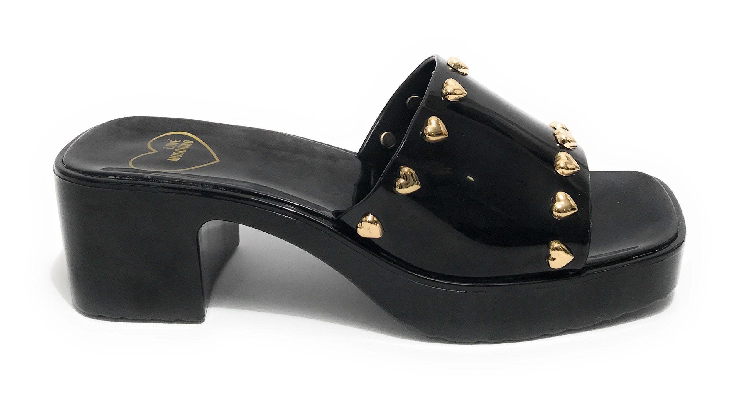 Scarpe donna Love Moschino sabot zoccolo in pvc nero DS23MO12 JA28266
