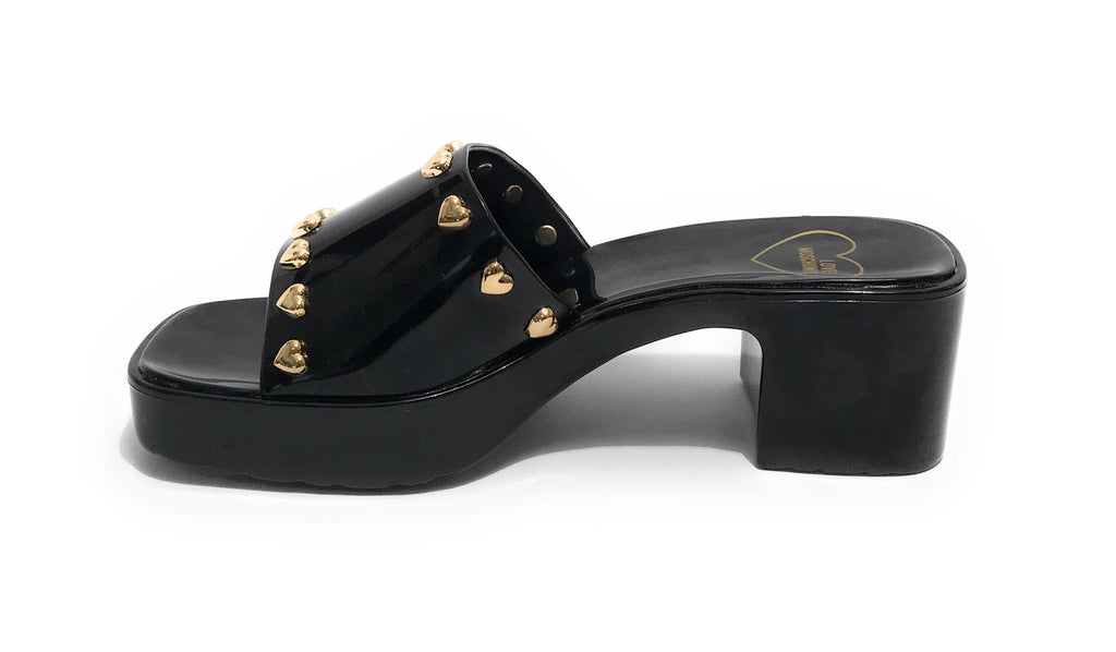 Scarpe donna Love Moschino sabot zoccolo in pvc nero DS23MO12 JA28266