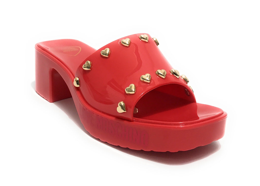 Scarpe donna Love Moschino sabot zoccolo in pvc rosso DS23MO13 JA28266