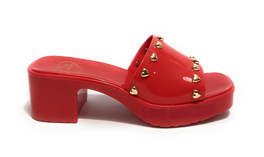 Scarpe donna Love Moschino sabot zoccolo in pvc rosso DS23MO13 JA28266