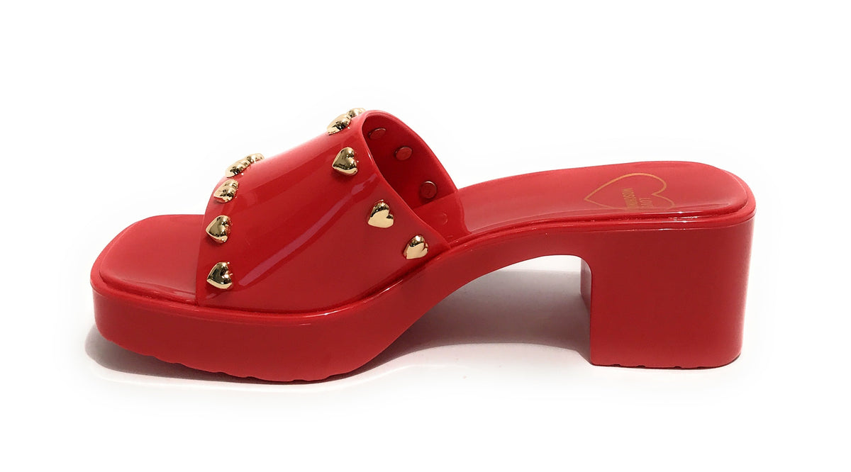 Scarpe donna Love Moschino sabot zoccolo in pvc rosso DS23MO13 JA28266