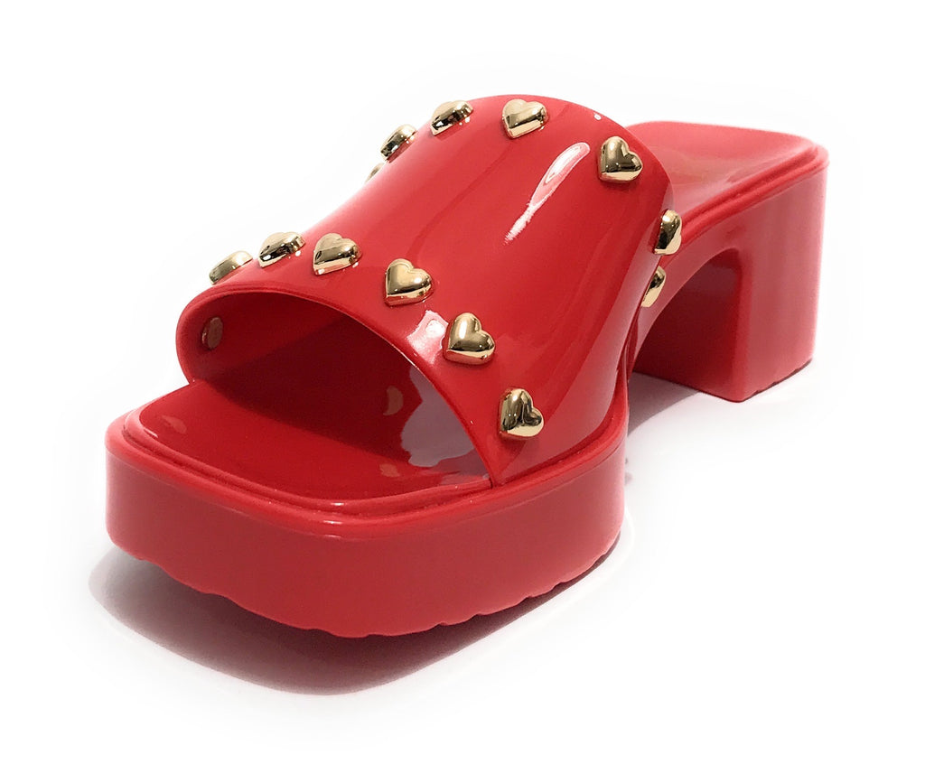 Scarpe donna Love Moschino sabot zoccolo in pvc rosso DS23MO13 JA28266