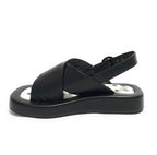 Scarpe donna Love Moschino sandalo in pelle nero/ bianco DS23MO15 JA16263