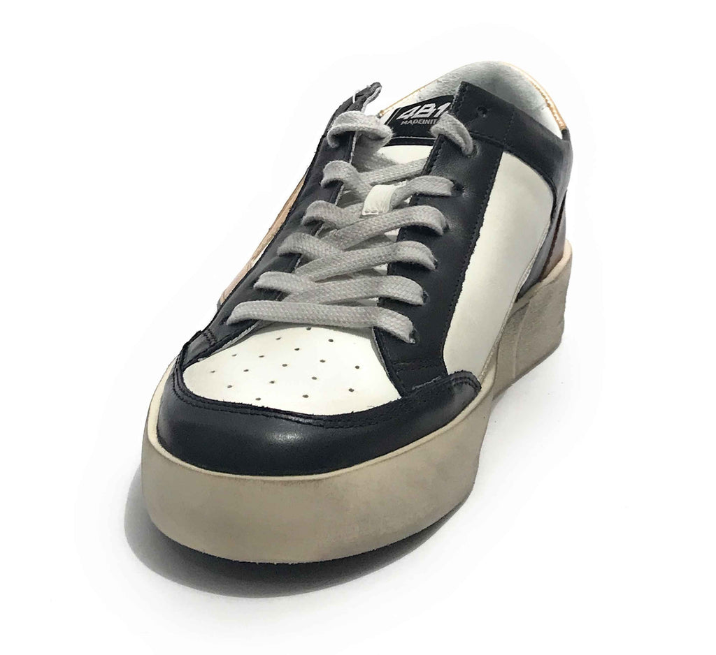 Scarpe uomo 4B12 sneakers in pelle black/ cognac US23QB10 KYLE-U734