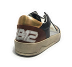 Scarpe uomo 4B12 sneakers in pelle black/ cognac US23QB10 KYLE-U734