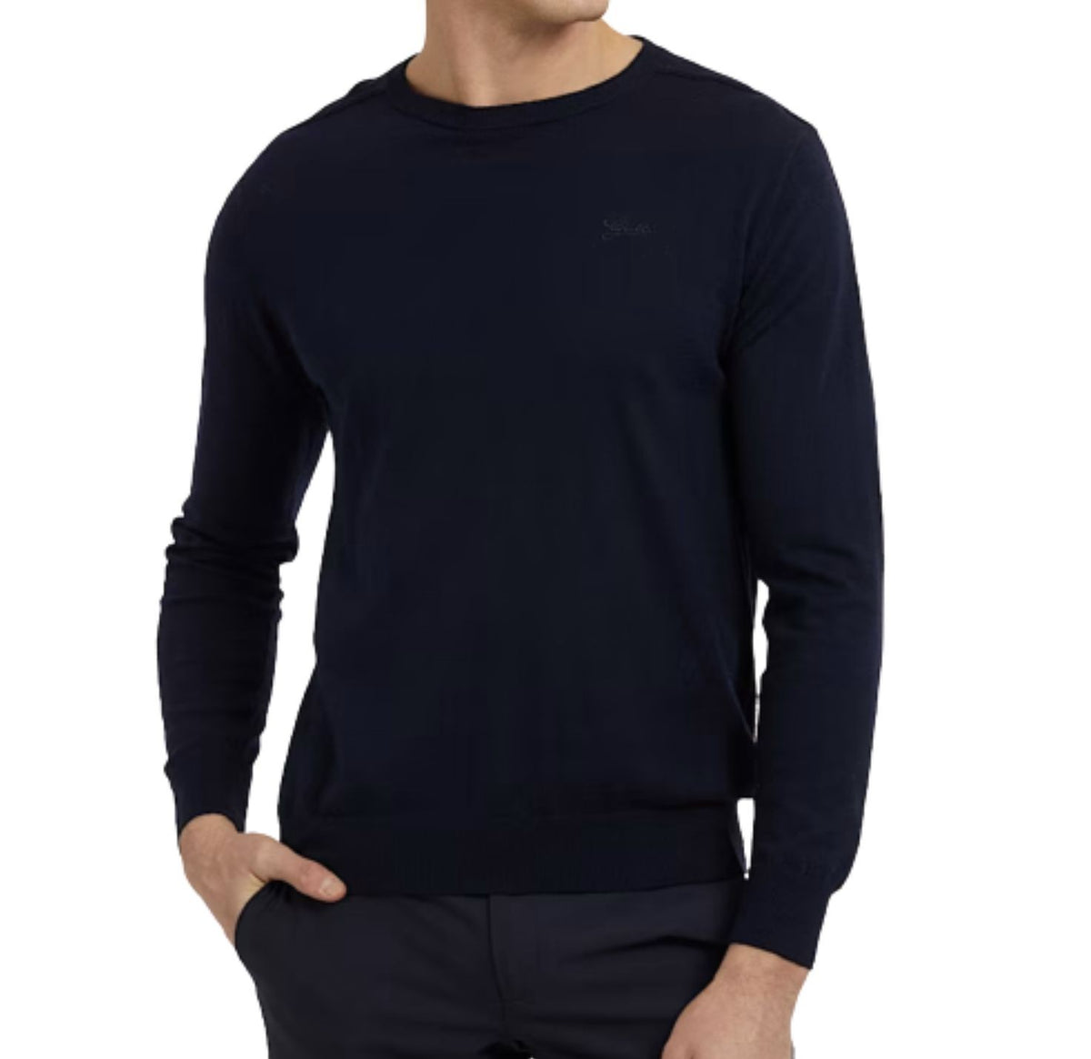 Pullover uomo Guess girocollo randall silk-blend sweater blu ES23GU22 M3RR00Z33R1