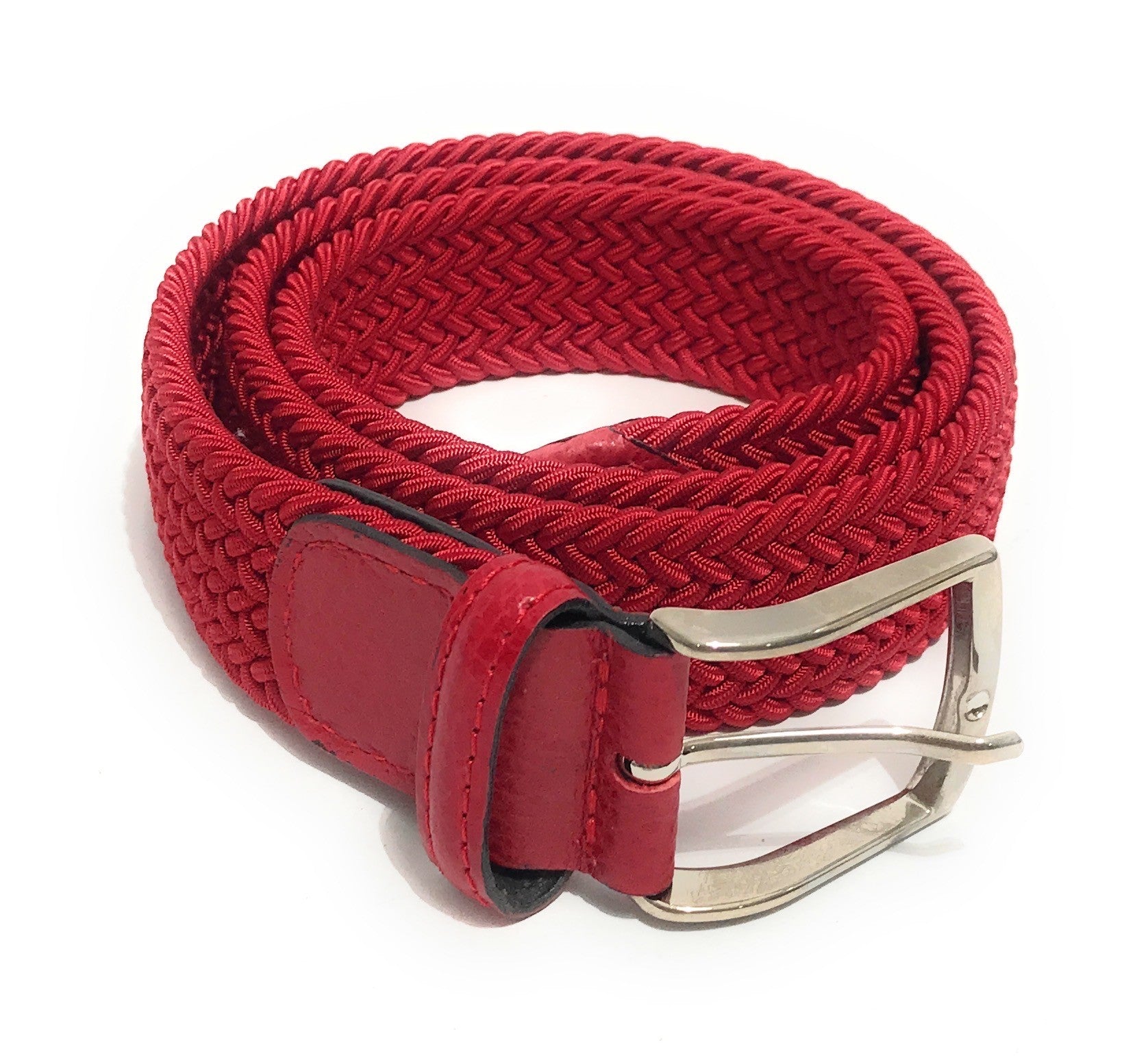 Cinta in cotone elastico spinato e pelle rosso A22EL01