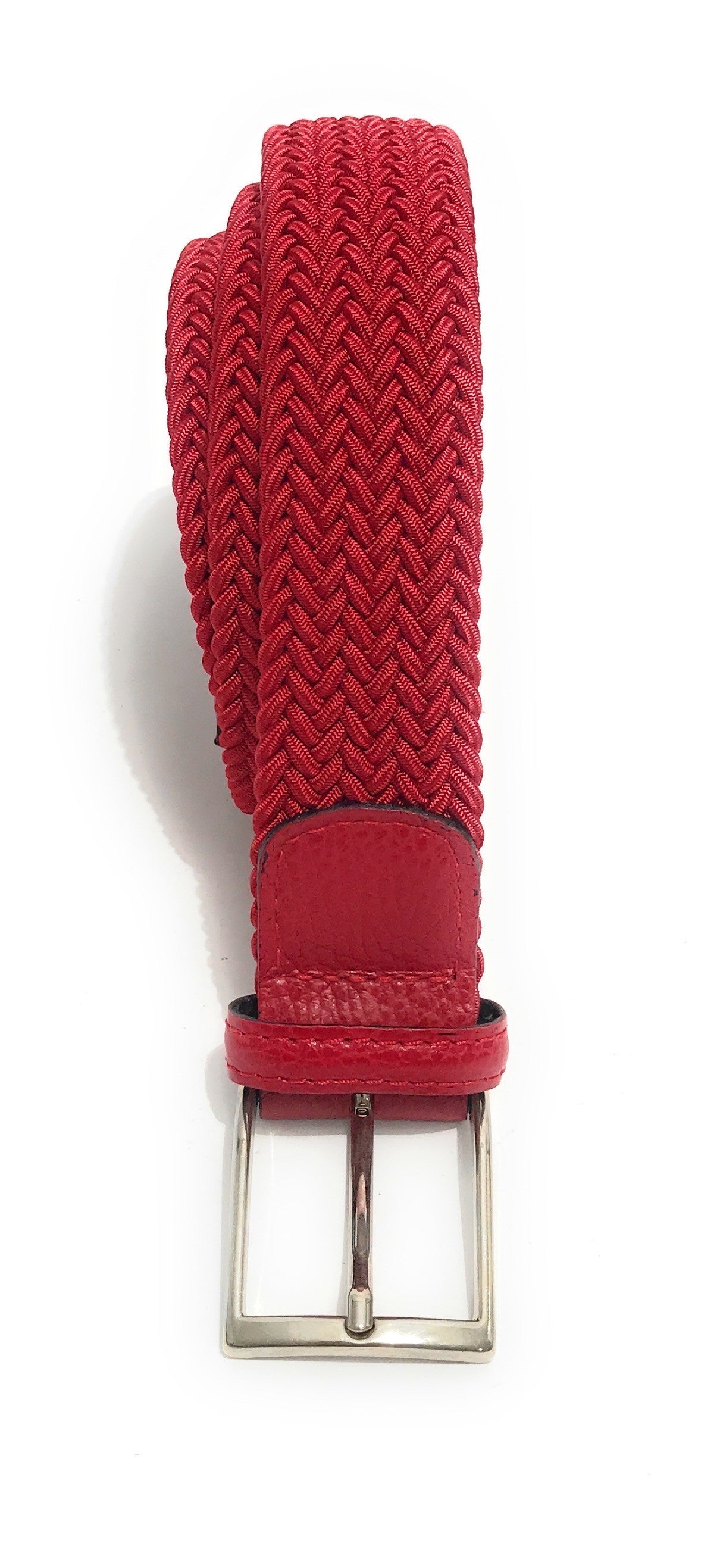 Cinta in cotone elastico spinato e pelle rosso A22EL01