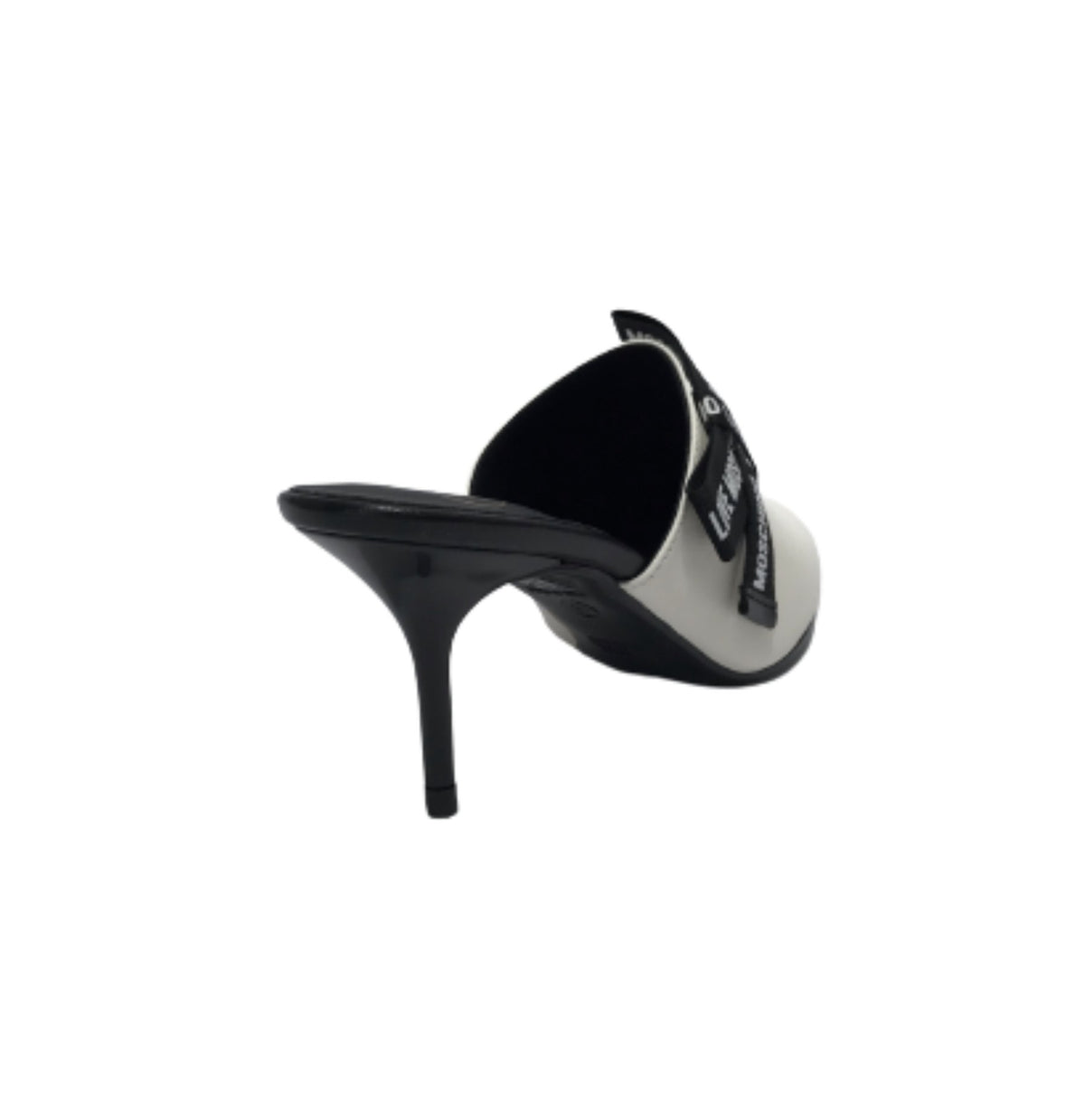 Scarpe donna Love Moschino sabot a punta con tallone aperto tc 80 in pelle bianco DS23MO08 JA10187