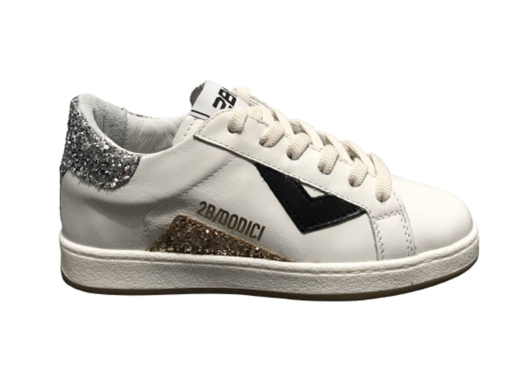 Scarpe 2B12 sneaker Mini Suprime-25 pelle bianco/ glitter ZS23QB02