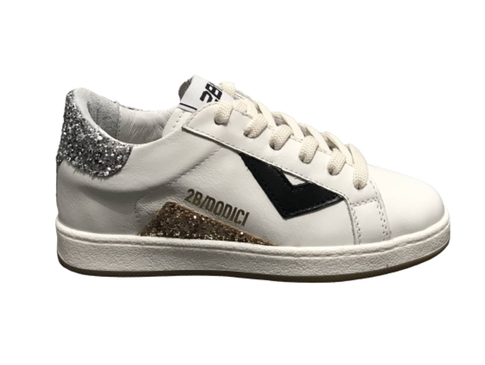 Scarpe 2B12 sneaker Mini Suprime-25 pelle bianco/ glitter ZS23QB02