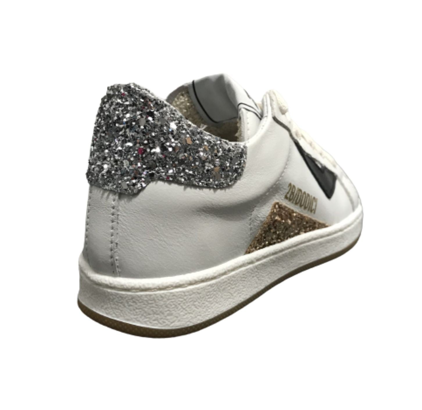 Scarpe 2B12 sneaker Mini Suprime-25 pelle bianco/ glitter ZS23QB02
