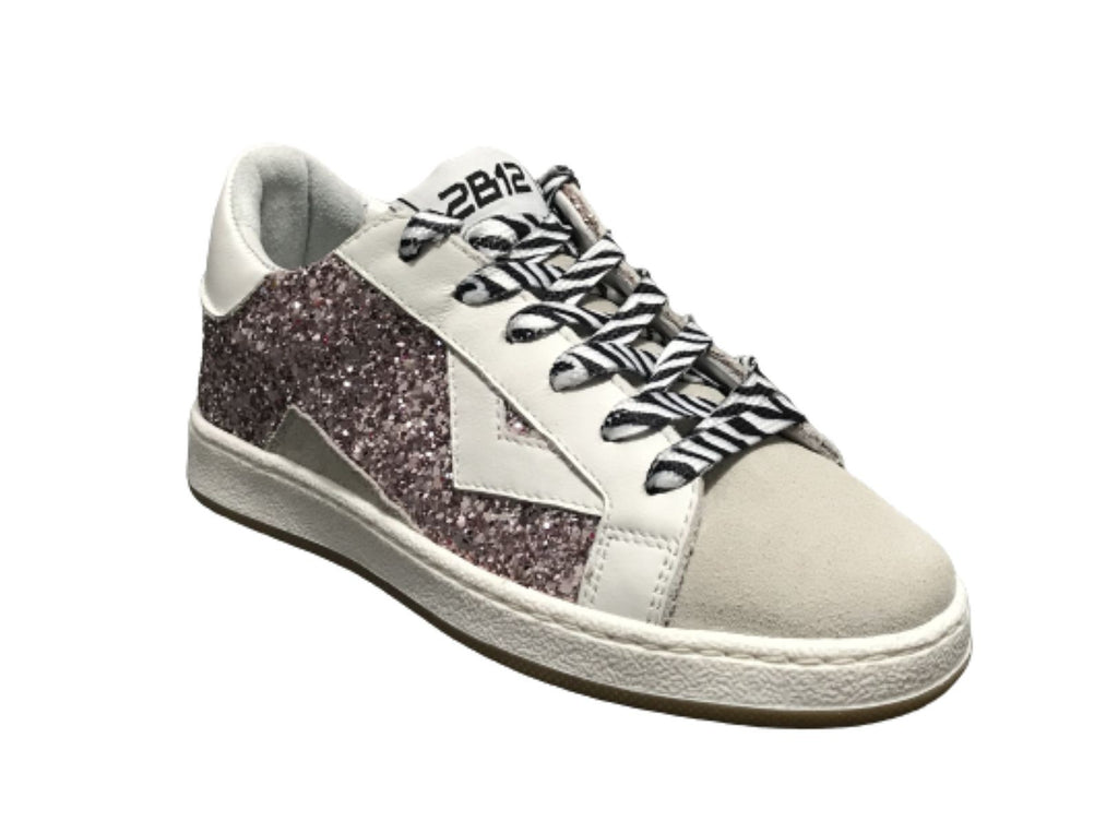 Scarpe 2B12 sneaker Mini Suprime-25 pelle lilla / bianco/ glitter ZS23QB03