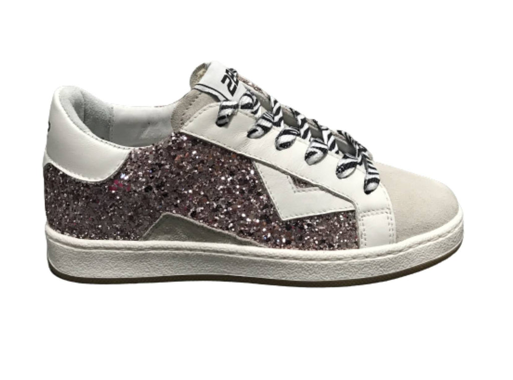 Scarpe 2B12 sneaker Mini Suprime-25 pelle lilla / bianco/ glitter ZS23QB03