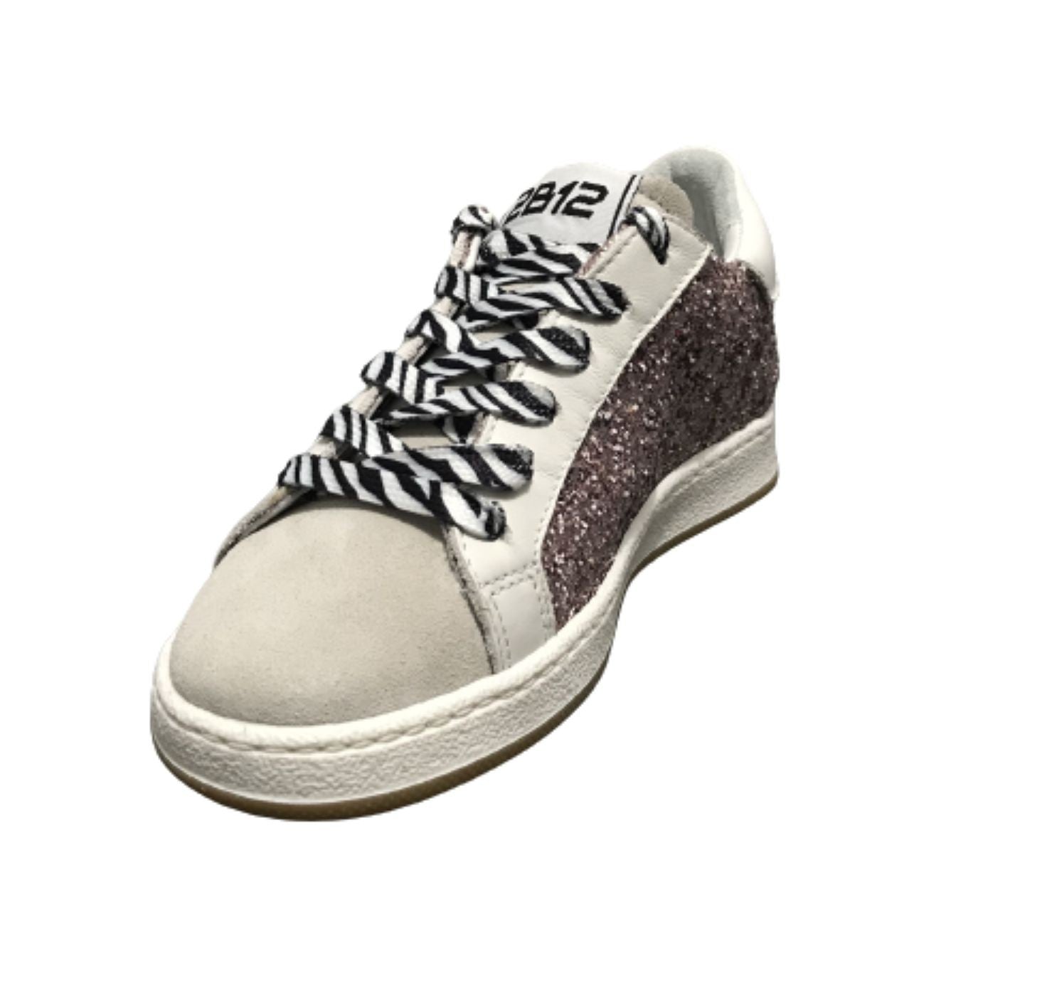 Scarpe 2B12 sneaker Mini Suprime-25 pelle lilla / bianco/ glitter ZS23QB03