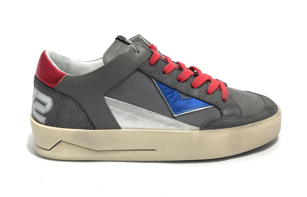 Scarpe uomo 4B12 sneakers in pelle asphalt/ red all over US23QB09 KYLE-U733