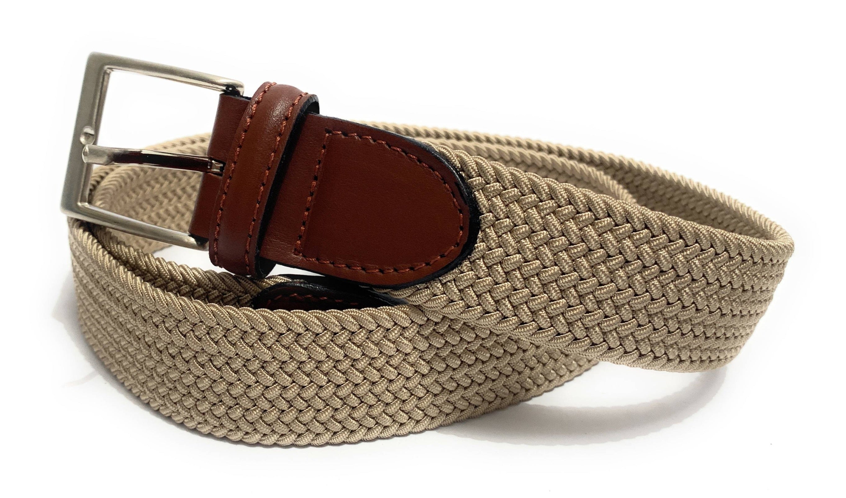 Cinta elasticizzata cotone e pelle beige   H3 A20EL07