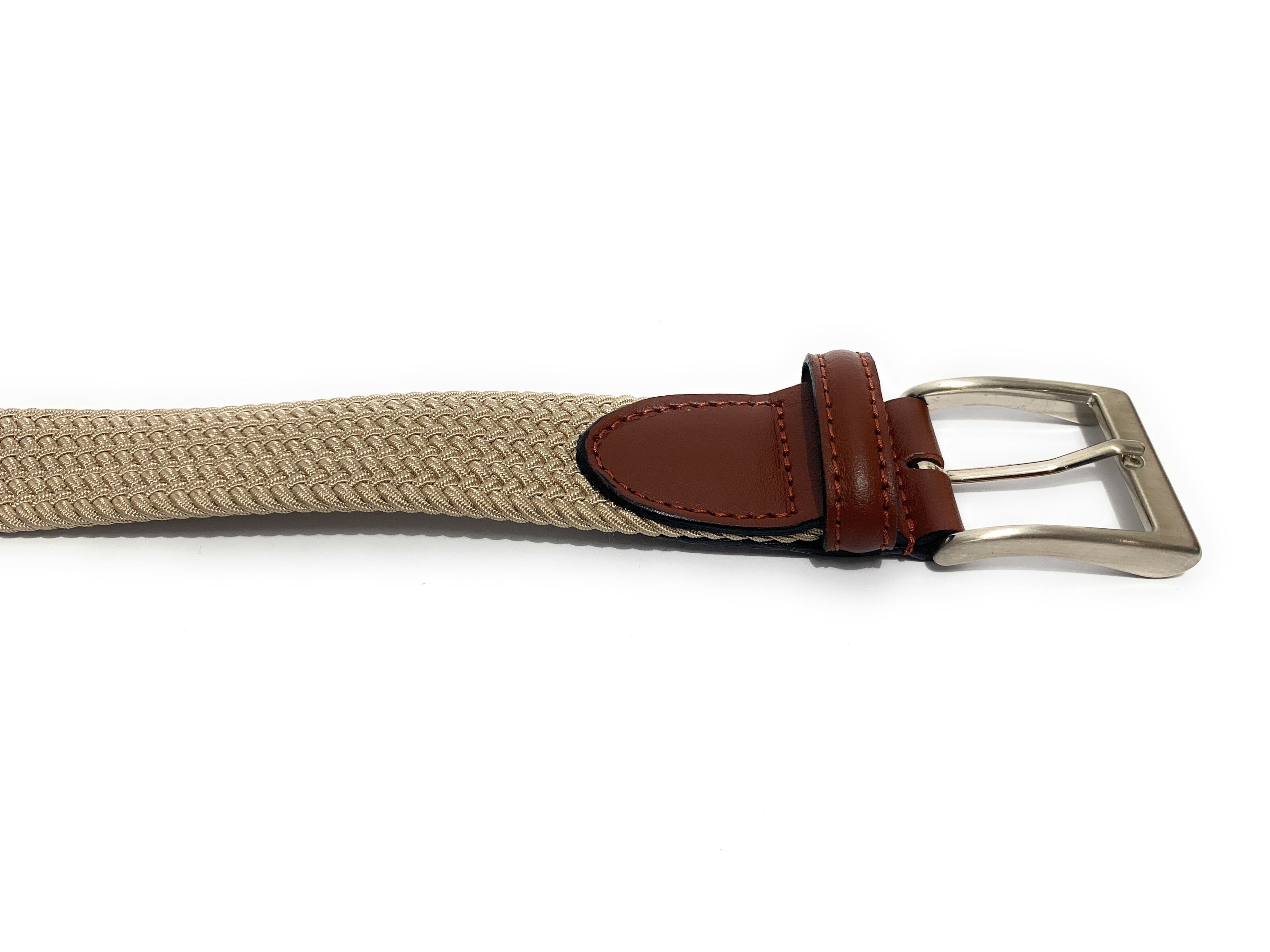 Cinta elasticizzata cotone e pelle beige   H3 A20EL07