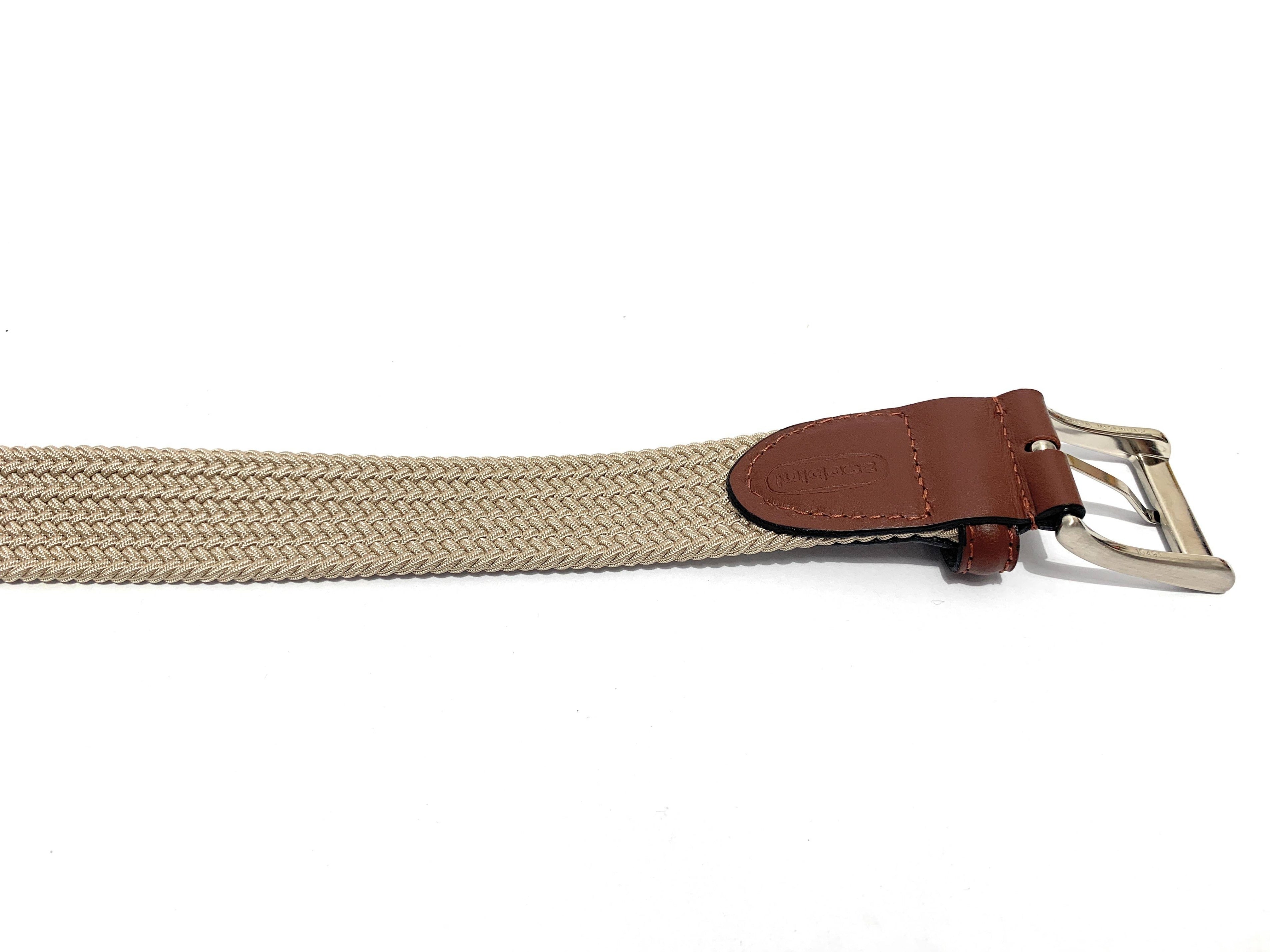 Cinta elasticizzata cotone e pelle beige   H3 A20EL07