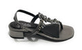 Scarpe donna  sandalo in pelle laminato gunsmoke con strass DS23EL11 2223